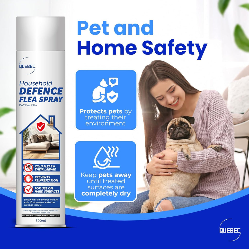 Quebec Household Flea Spray 500ml – Long-Lasting Indoor Pest Control