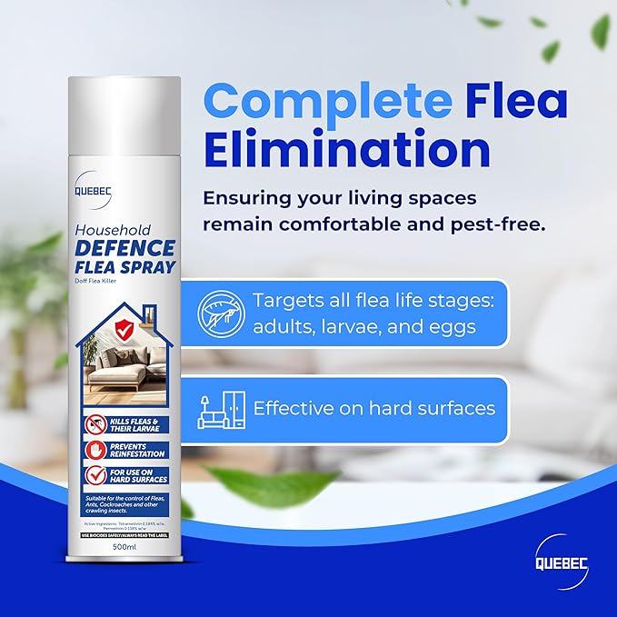 Quebec Household Flea Spray 500ml – Long-Lasting Indoor Pest Control